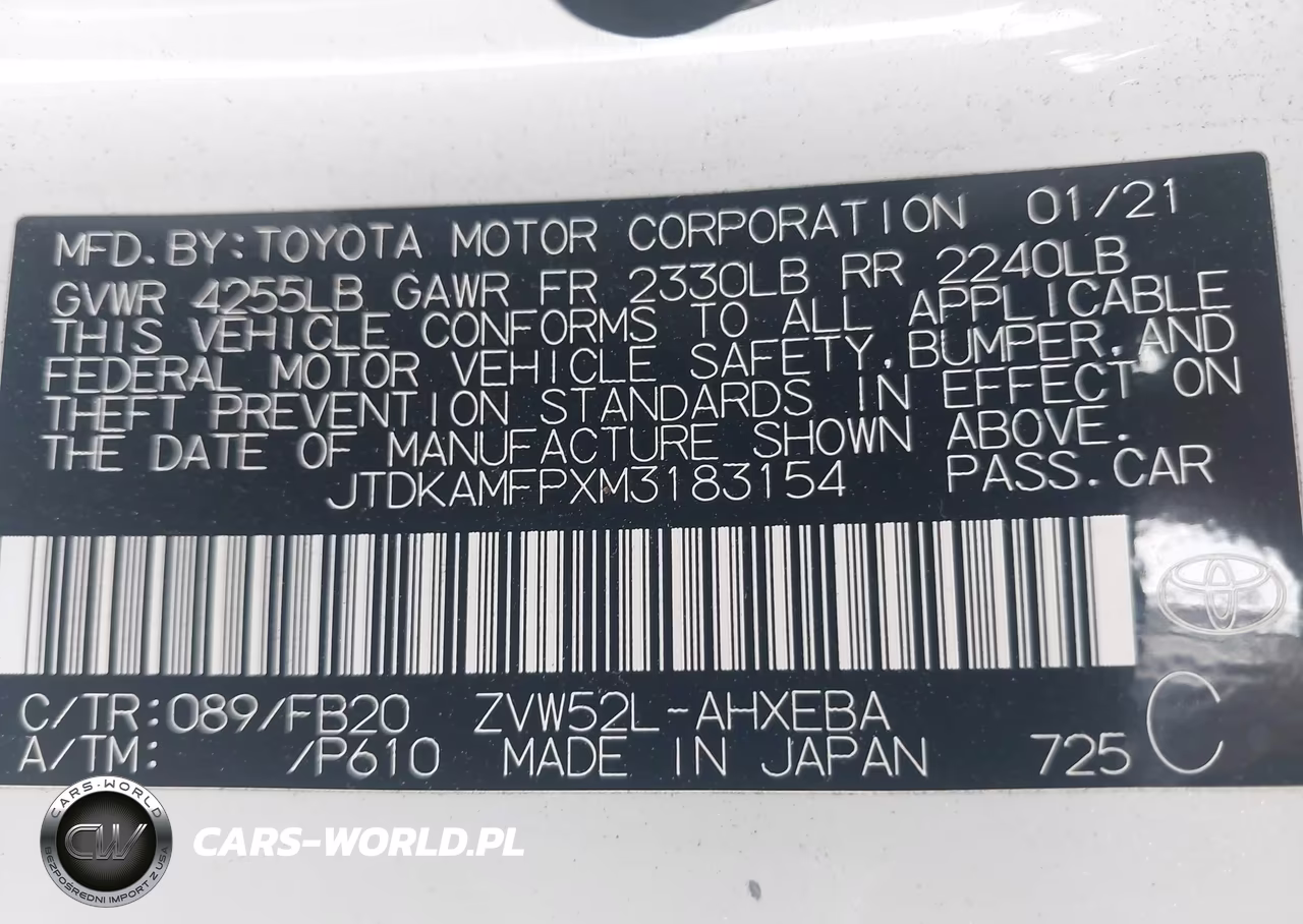 2021 Toyota Prius Prime Le VIN:JTDKAMFPXM3183154 - 9
