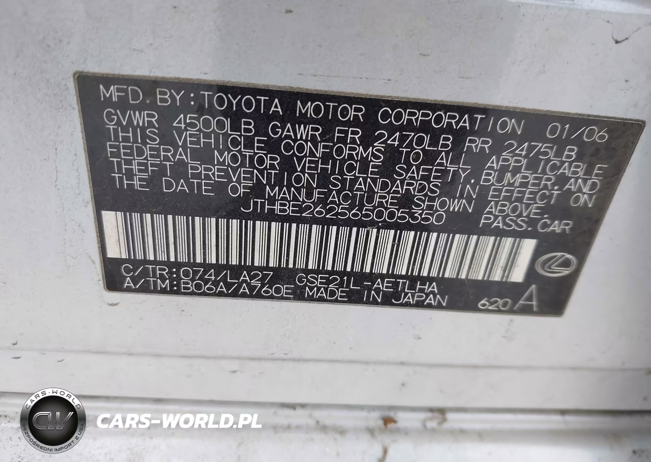 2006 Lexus Is 350 VIN:JTHBE262565005350 - 9