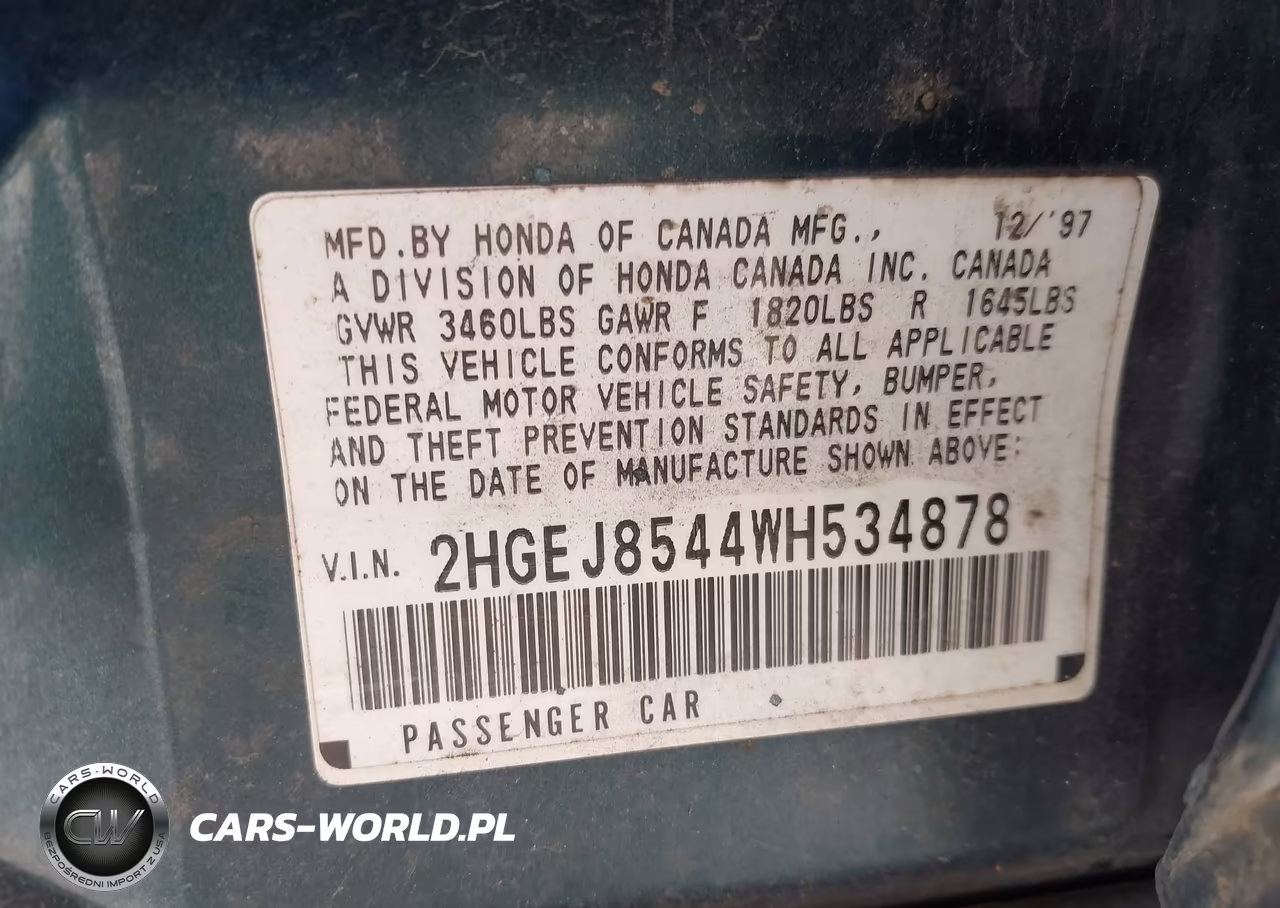 1998 Honda Civic Ex VIN:2HGEJ8544WH534878 - 9