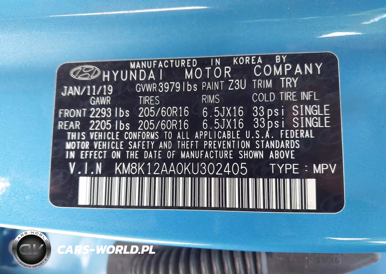 2019 Hyundai Kona Se VIN:KM8K12AA0KU302405 - 9