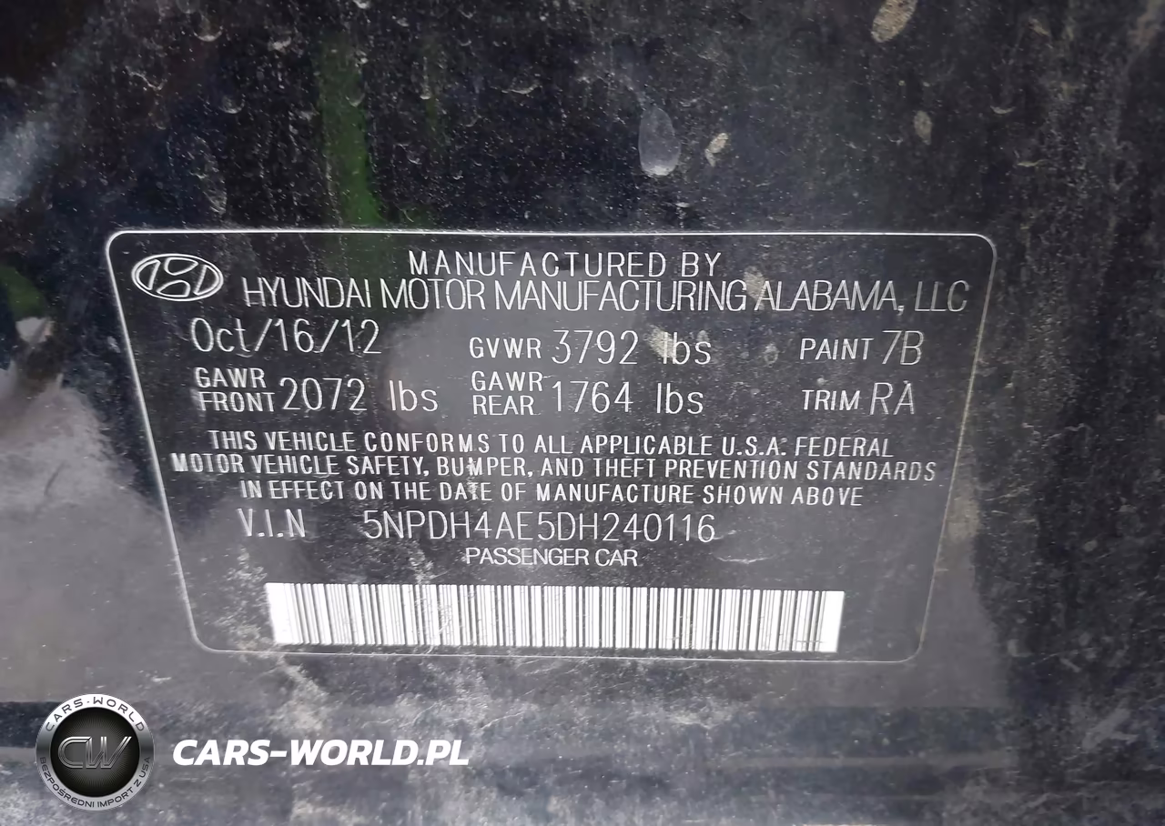 2013 Hyundai Elantra Limited VIN:5NPDH4AE5DH240116 - 9