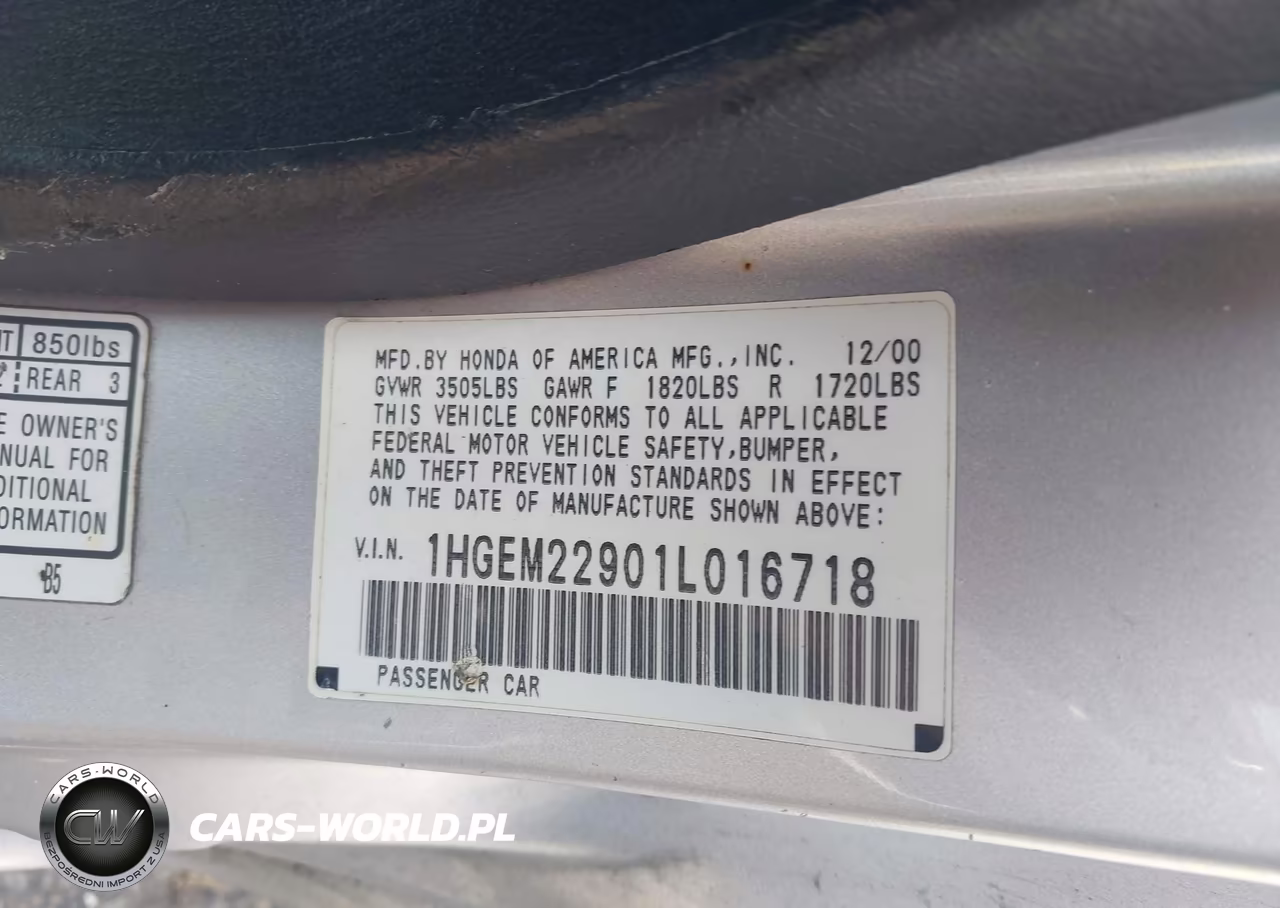 2001 Honda Civic Ex VIN:1HGEM22901L016718 - 9