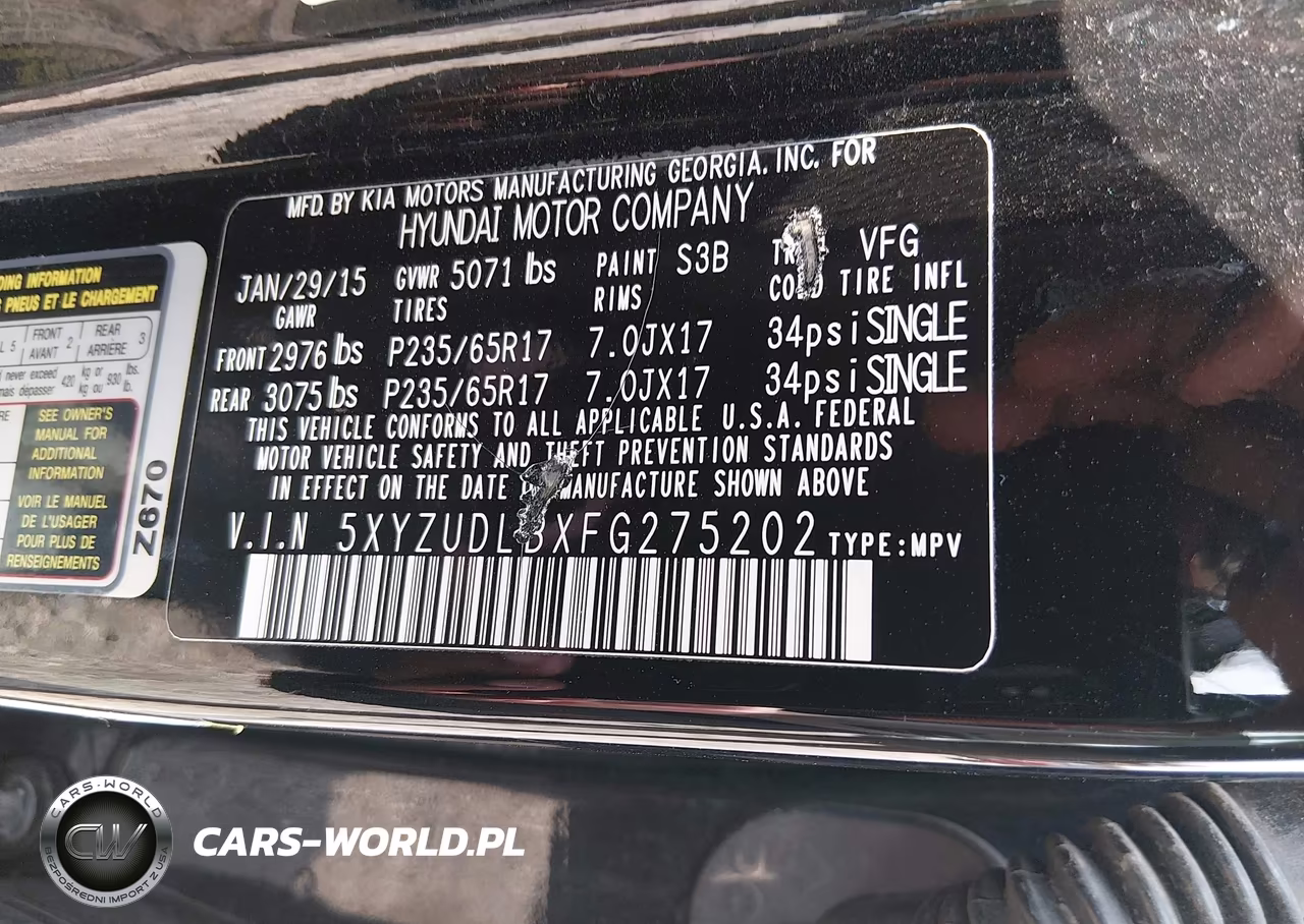 2015 Hyundai Santa Fe Sport 2.4L VIN:5XYZUDLBXFG275202 - 9