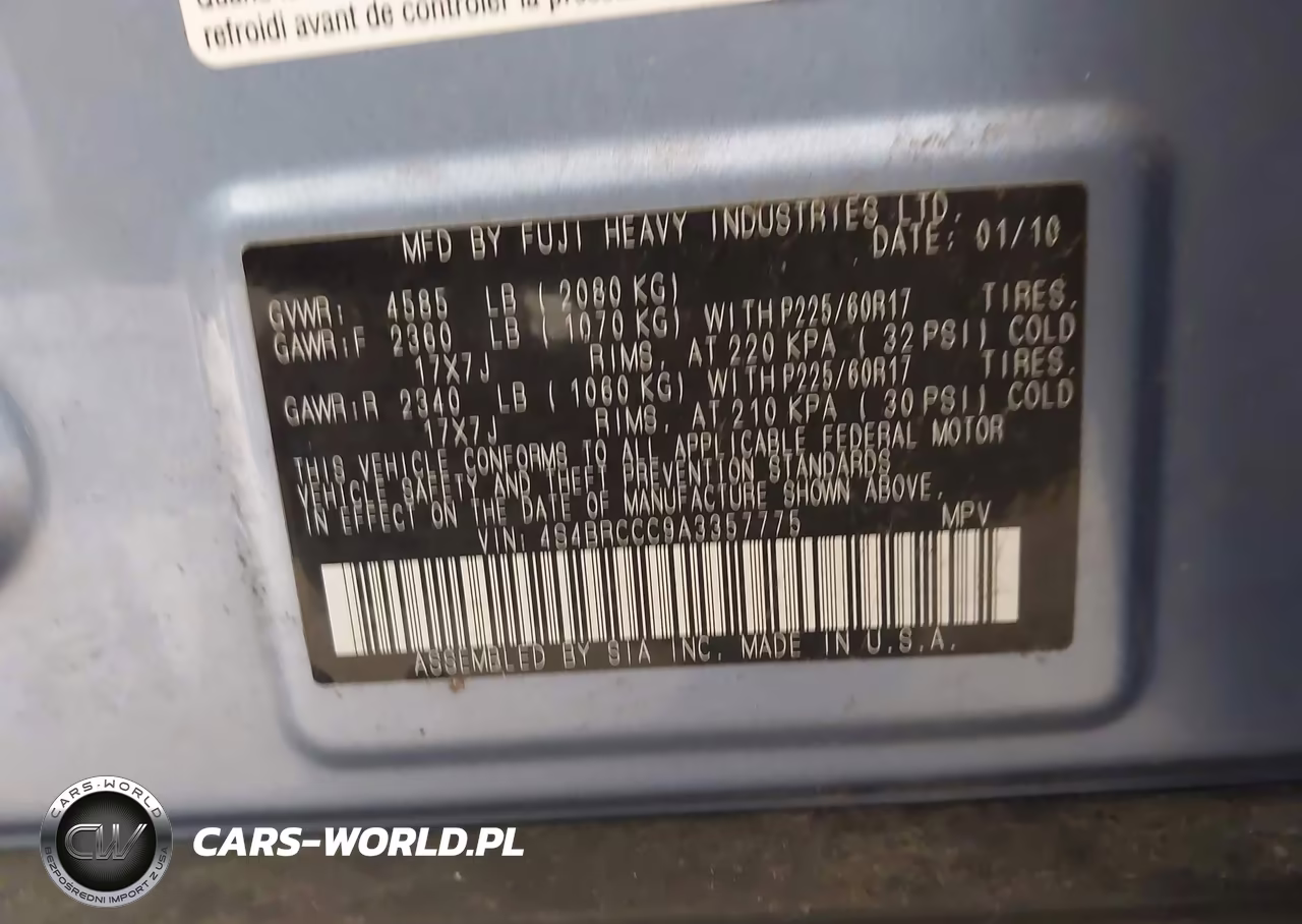 2010 Subaru Outback 2.5I Premium VIN:4S4BRCCC9A3357775 - 9
