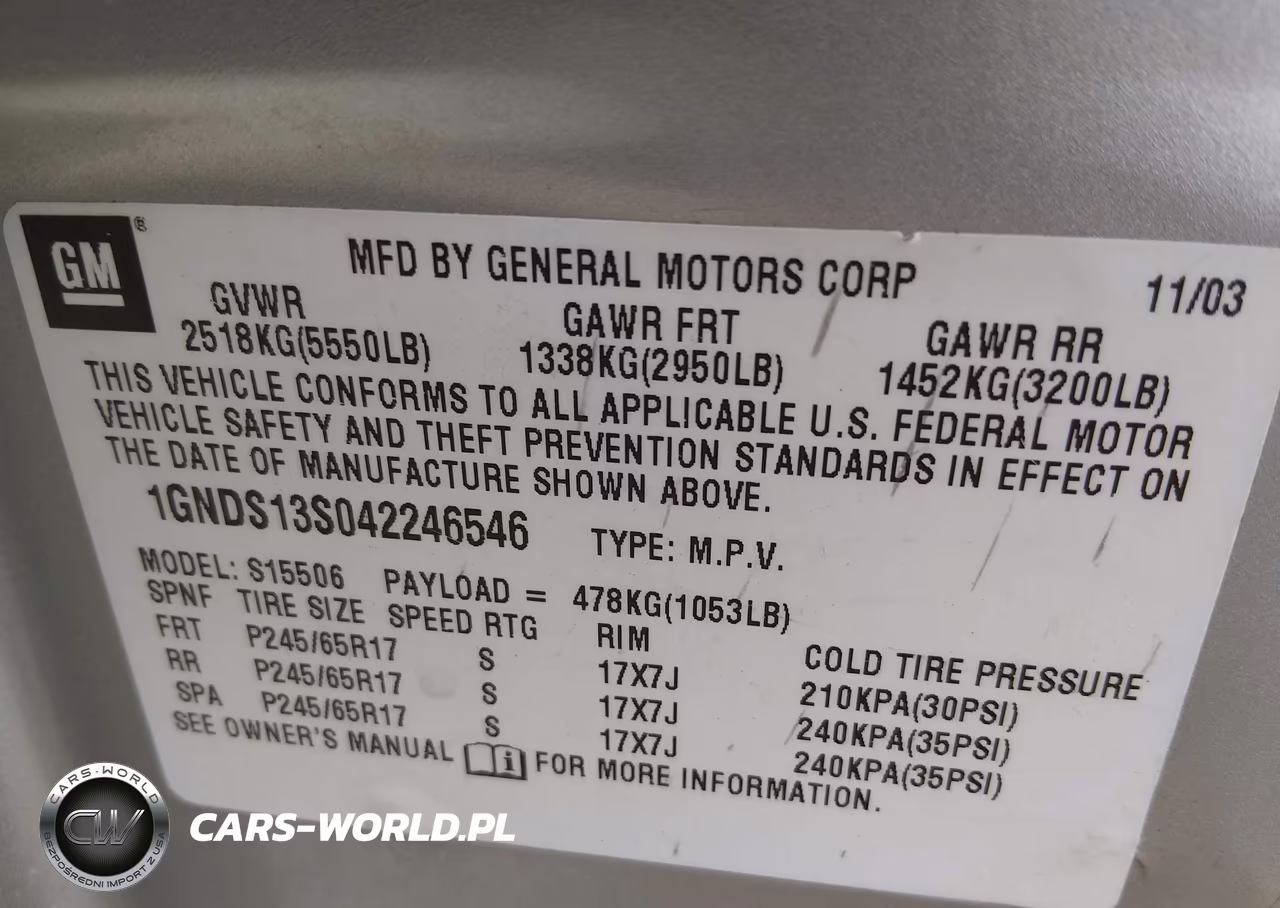 2004 Chevrolet Trailblazer Lt VIN:1GNDS13S042246546 - 9