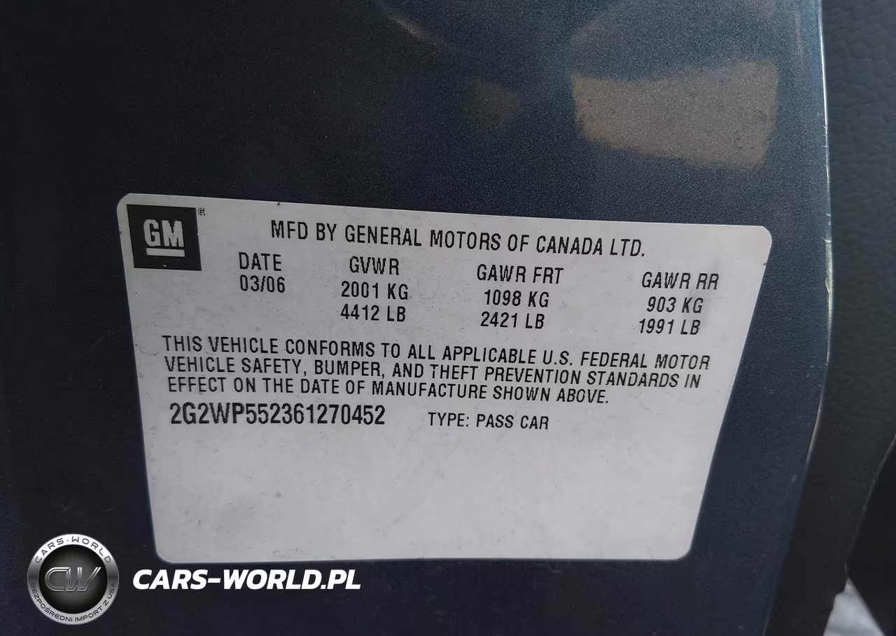 2006 Pontiac Grand Prix VIN:2G2WP552361270452 - 9