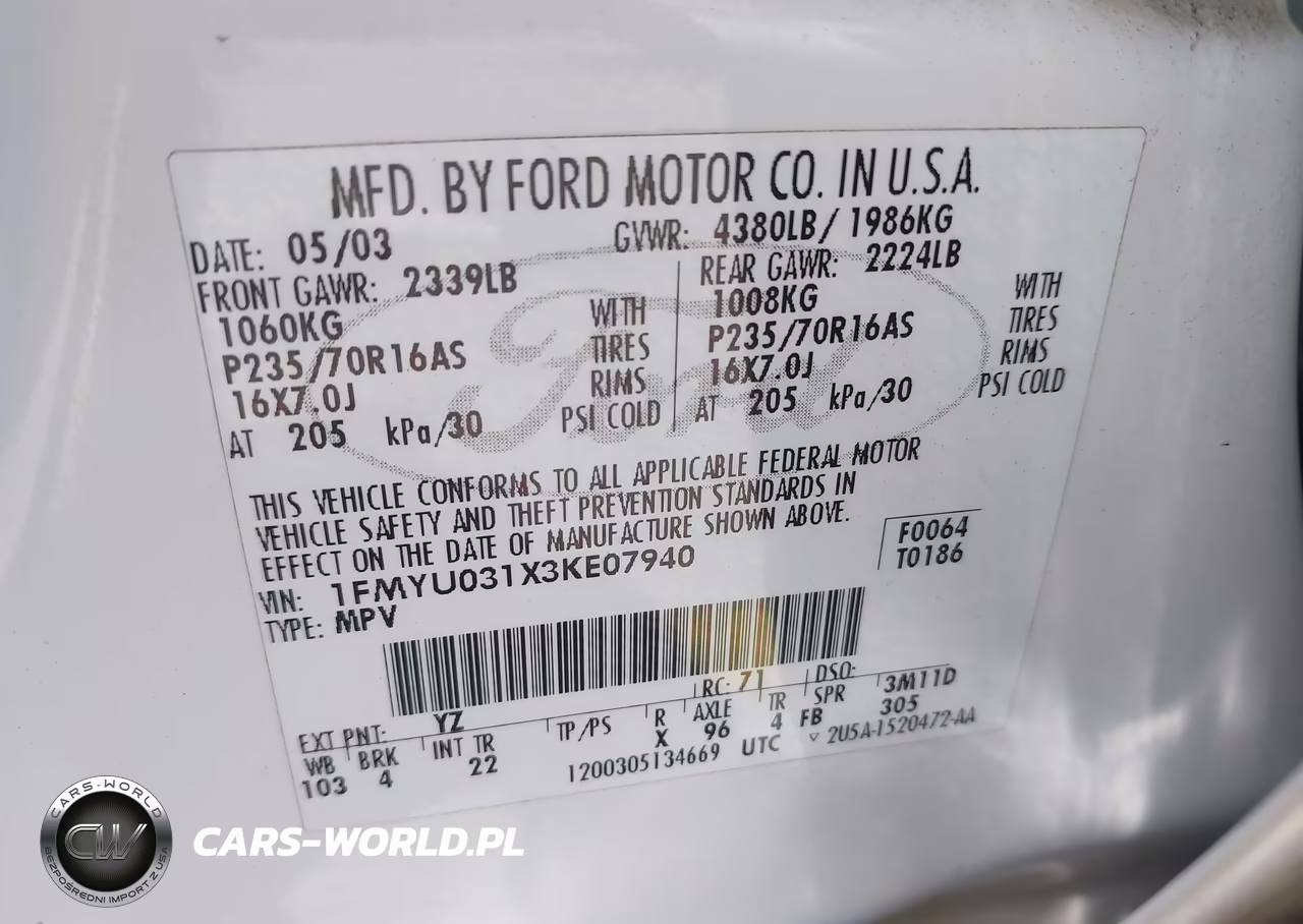 2003 Ford Escape Xlt VIN:1FMYU031X3KE07940 - 9