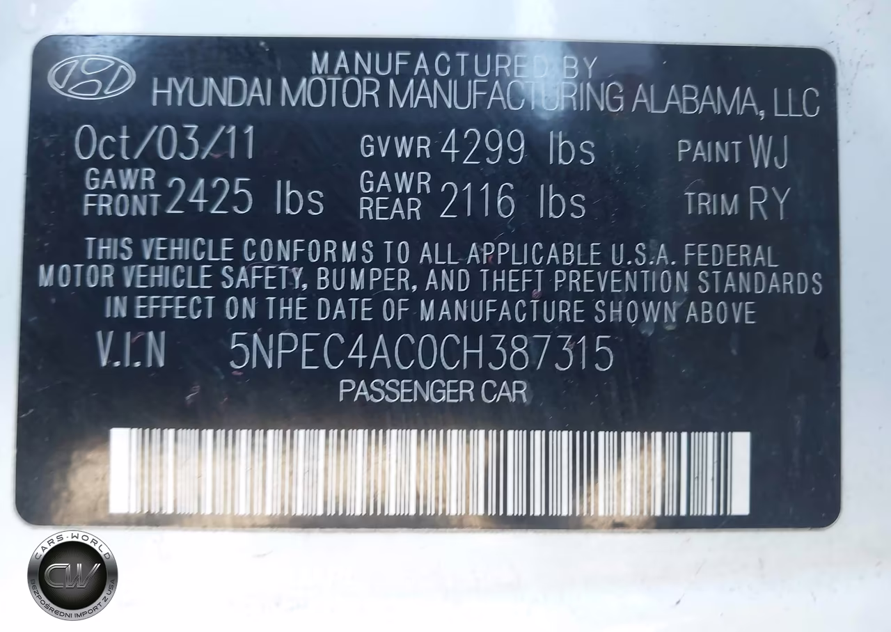 2012 Hyundai Sonata Se VIN:5NPEC4AC0CH387315 - 9