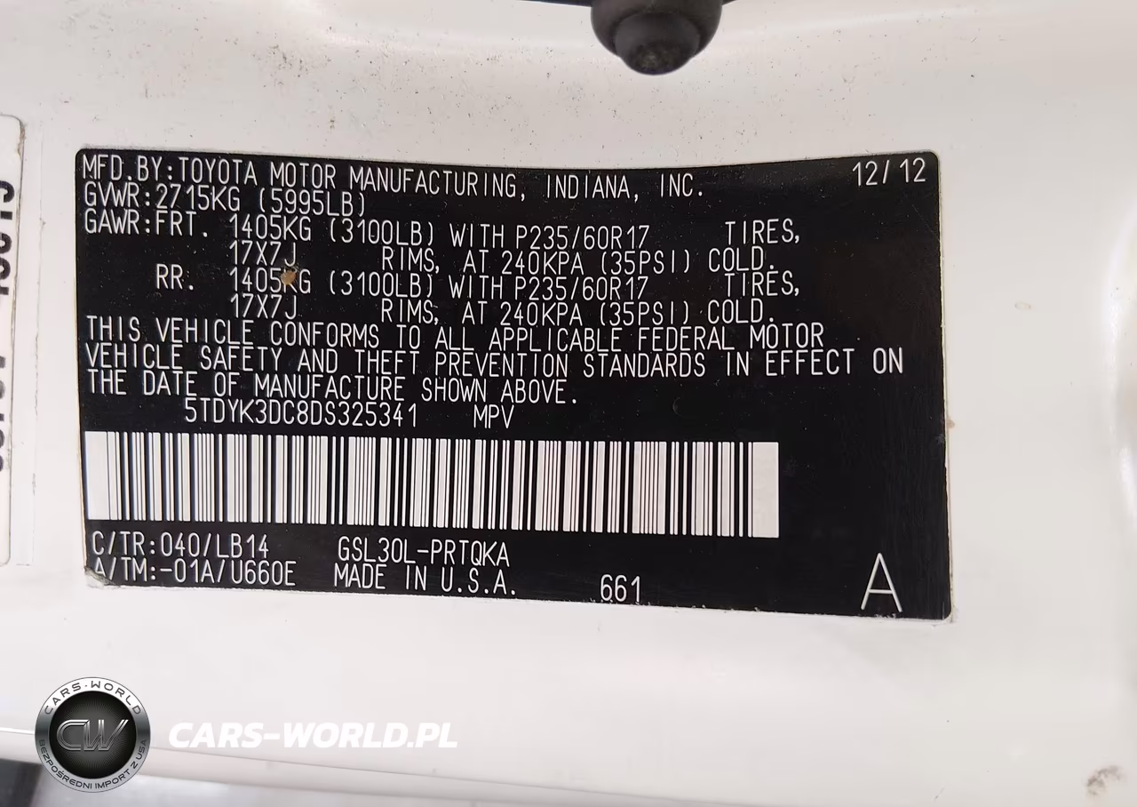 2013 Toyota Sienna Xle V6 8 Passenger VIN:5TDYK3DC8DS325341 - 9