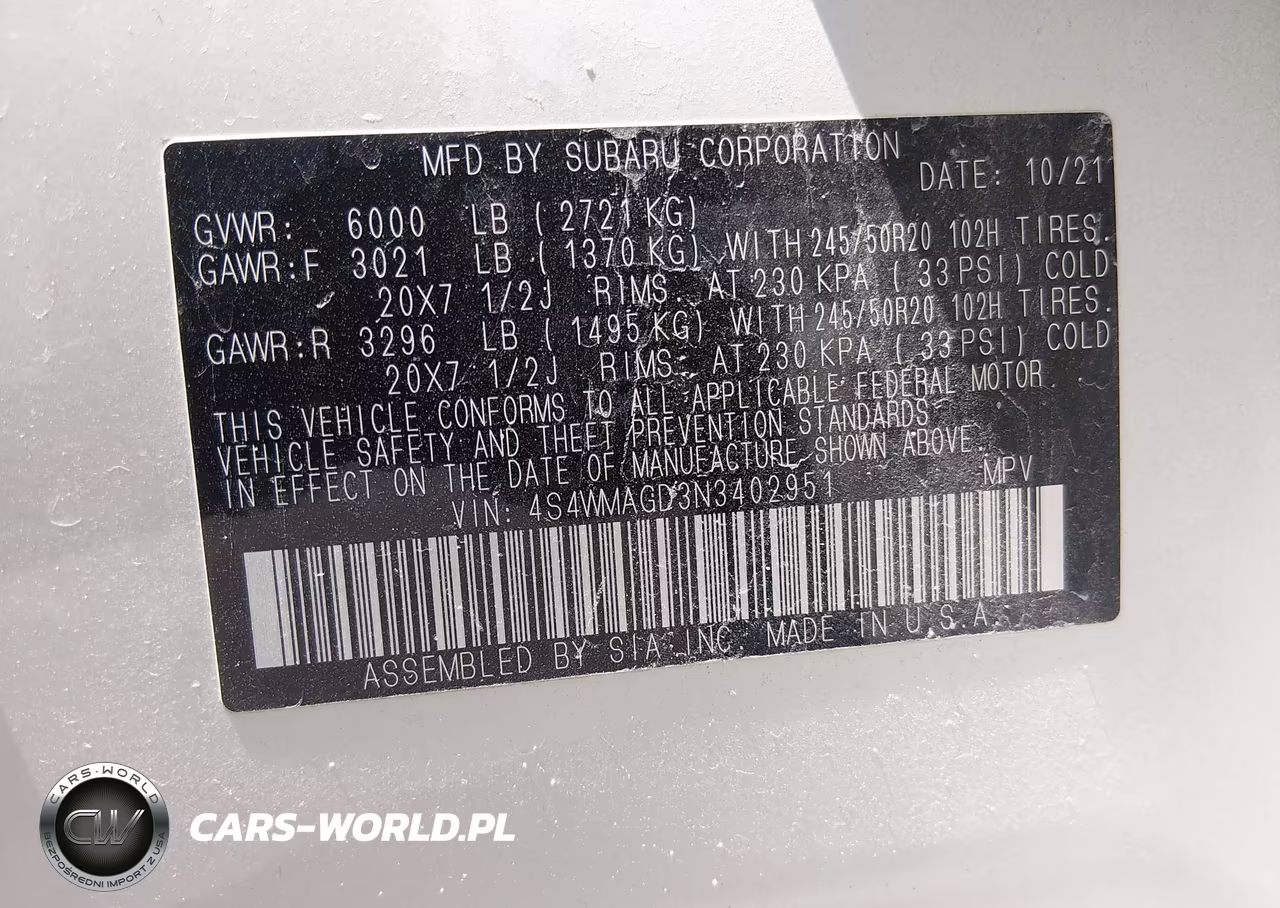 2022 Subaru Ascent Onyx Edition VIN:4S4WMAGD3N3402951 - 9