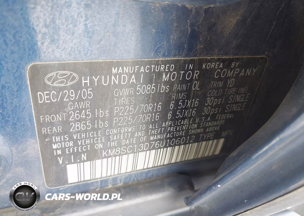 2006 Hyundai Santa Fe Gls VIN:KM8SC13D76U106012 - 9