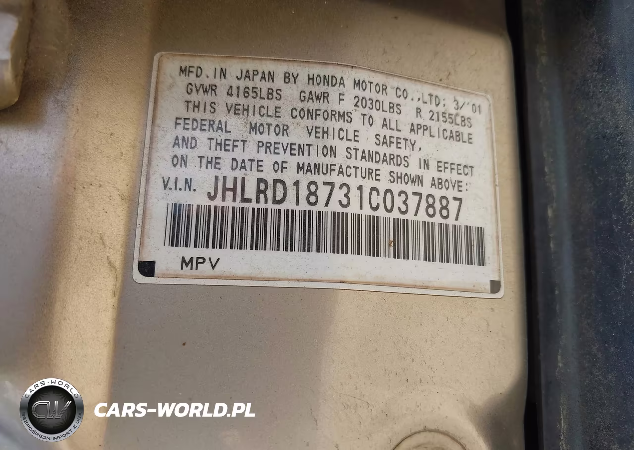 2001 Honda Cr-V Special Edition VIN:JHLRD18731C037887 - 9