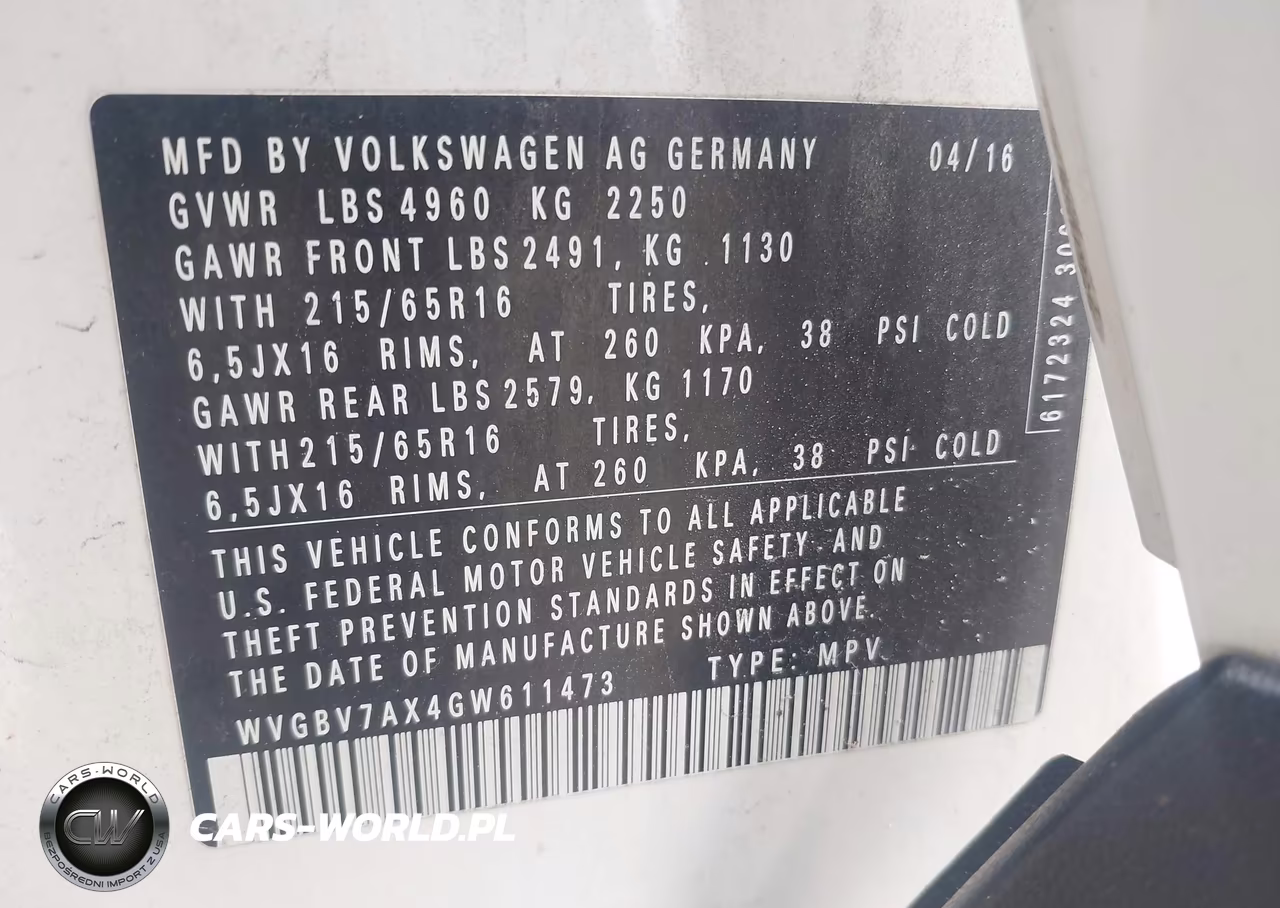 2016 Volkswagen Tiguan S VIN:WVGBV7AX4GW611473 - 9
