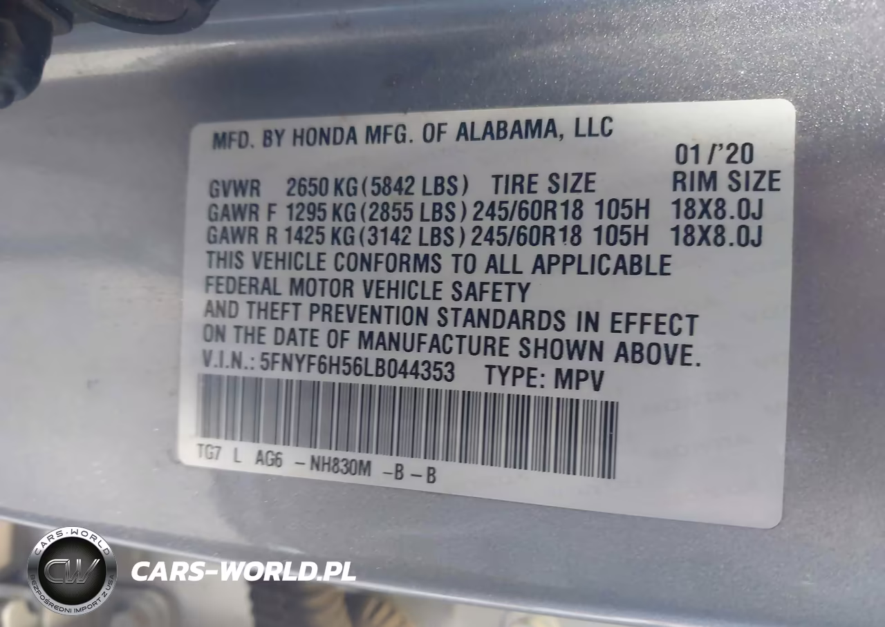 2020 Honda Pilot Awd Ex-L VIN:5FNYF6H56LB044353 - 9