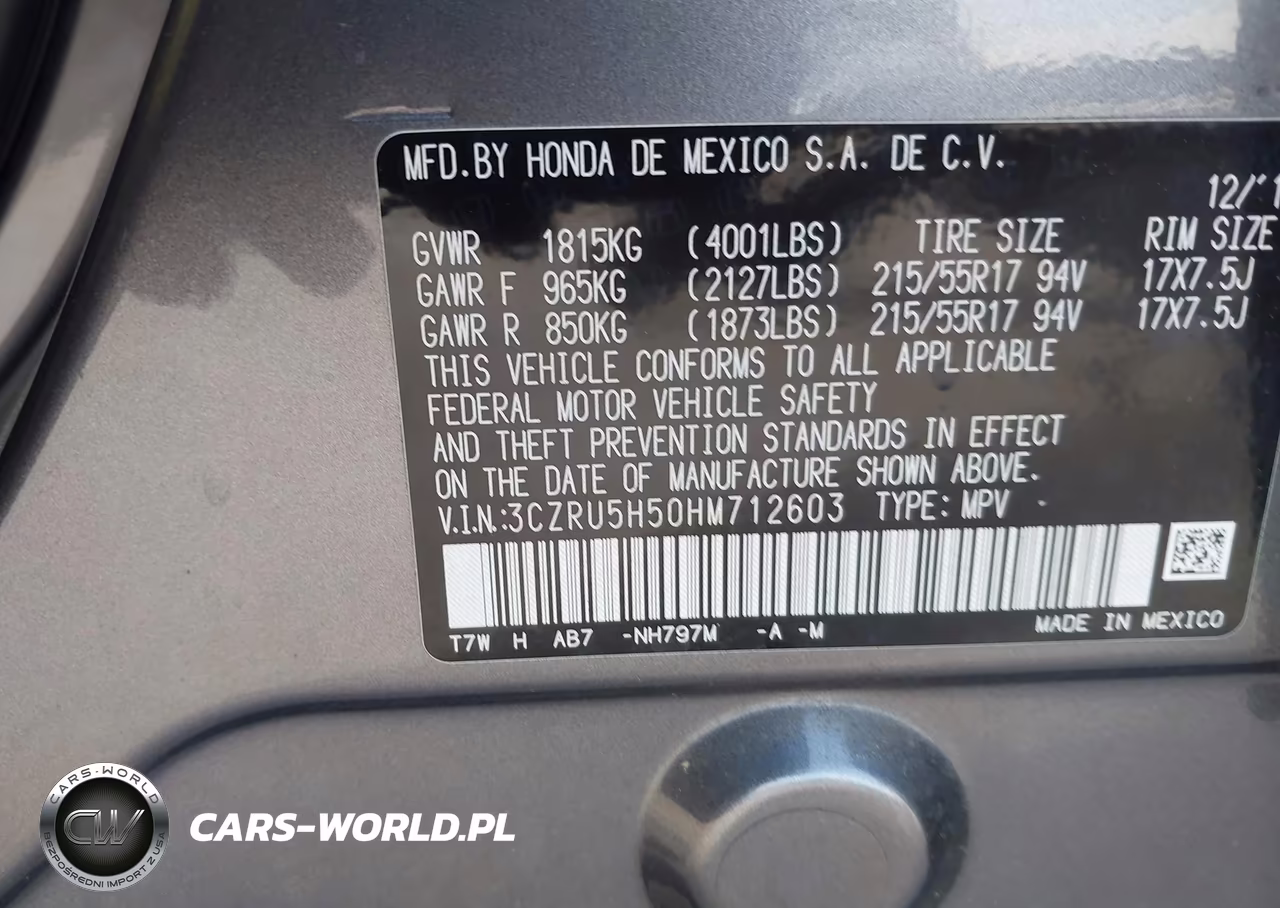 2017 Honda Hr-V Ex VIN:3CZRU5H50HM712603 - 9