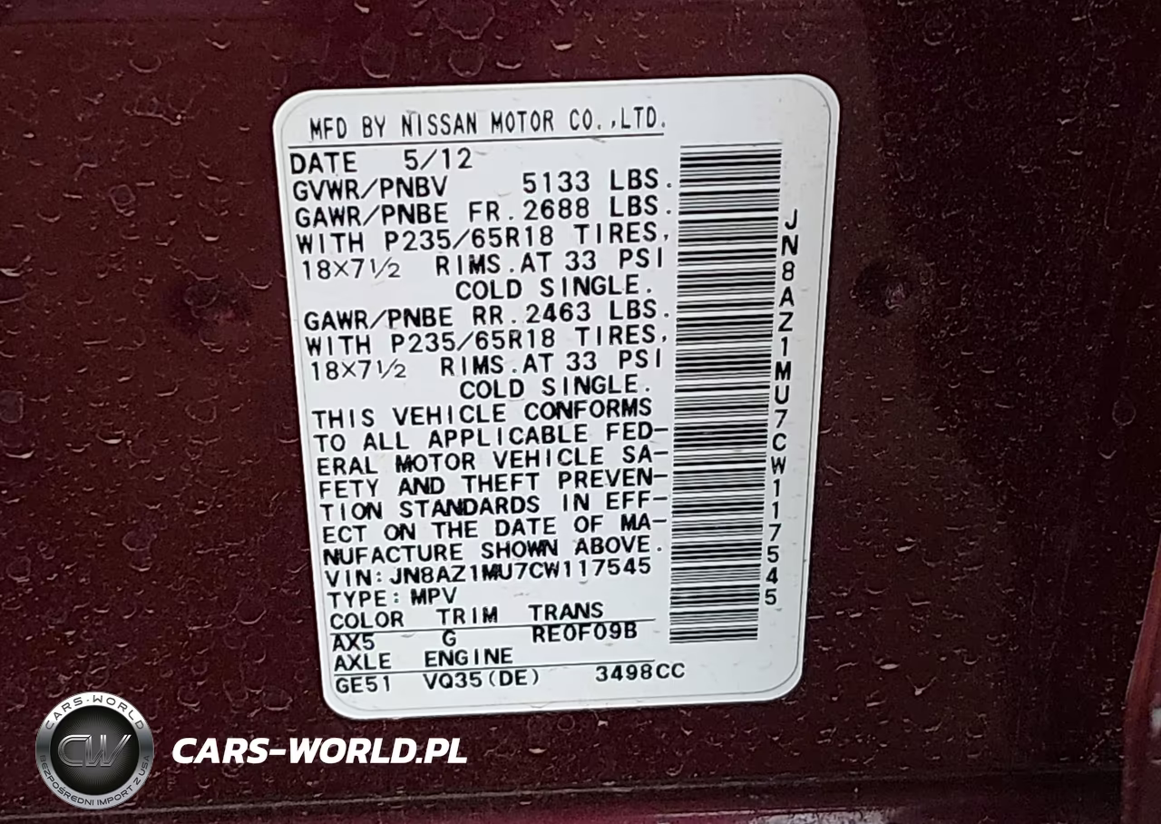 2012 Nissan Murano S VIN:JN8AZ1MU7CW117545 - 9
