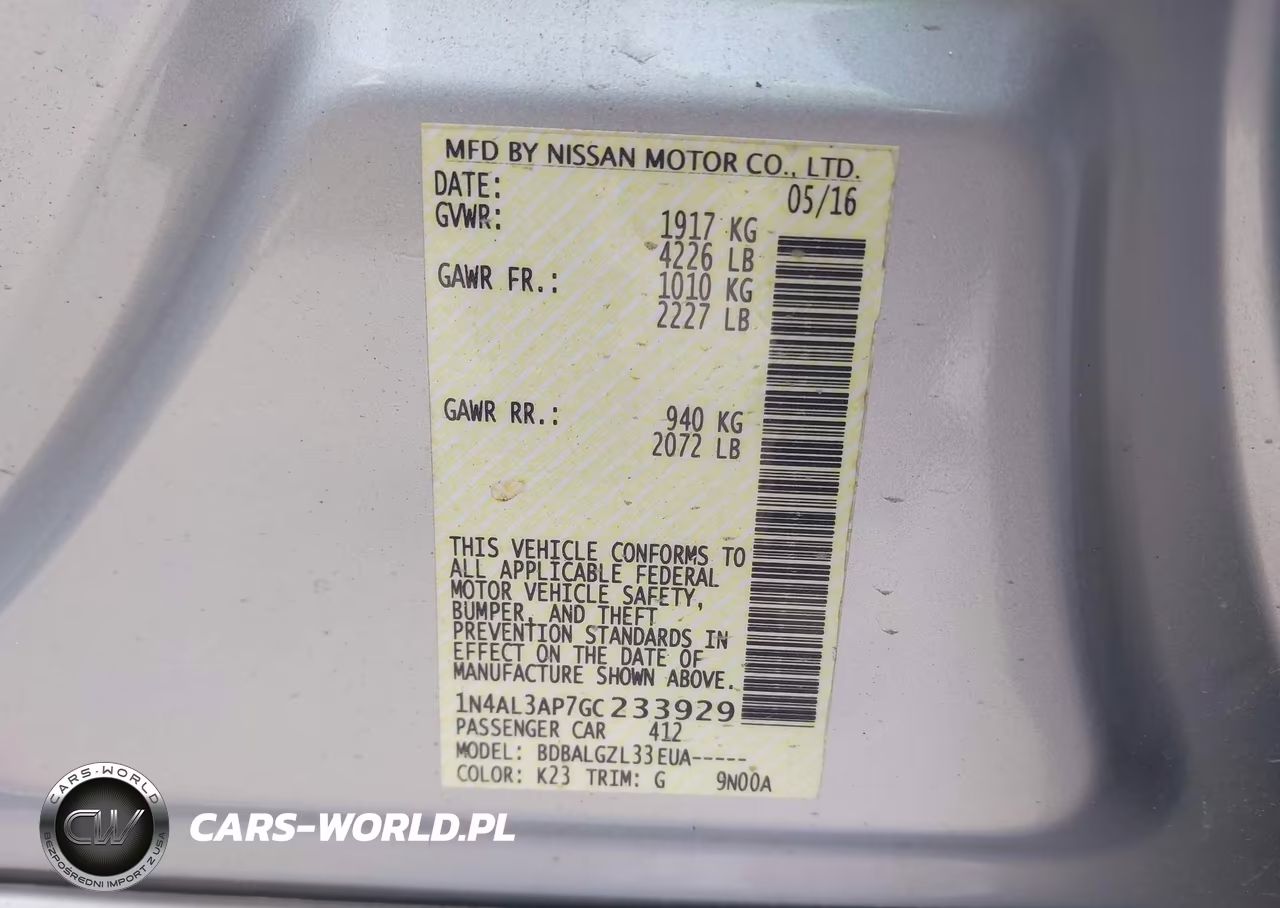 2016 Nissan Altima 2.5-2.5 S-2.5 Sl-2.5 Sr-2.5 Sv VIN:1N4AL3AP7GC233929 - 9