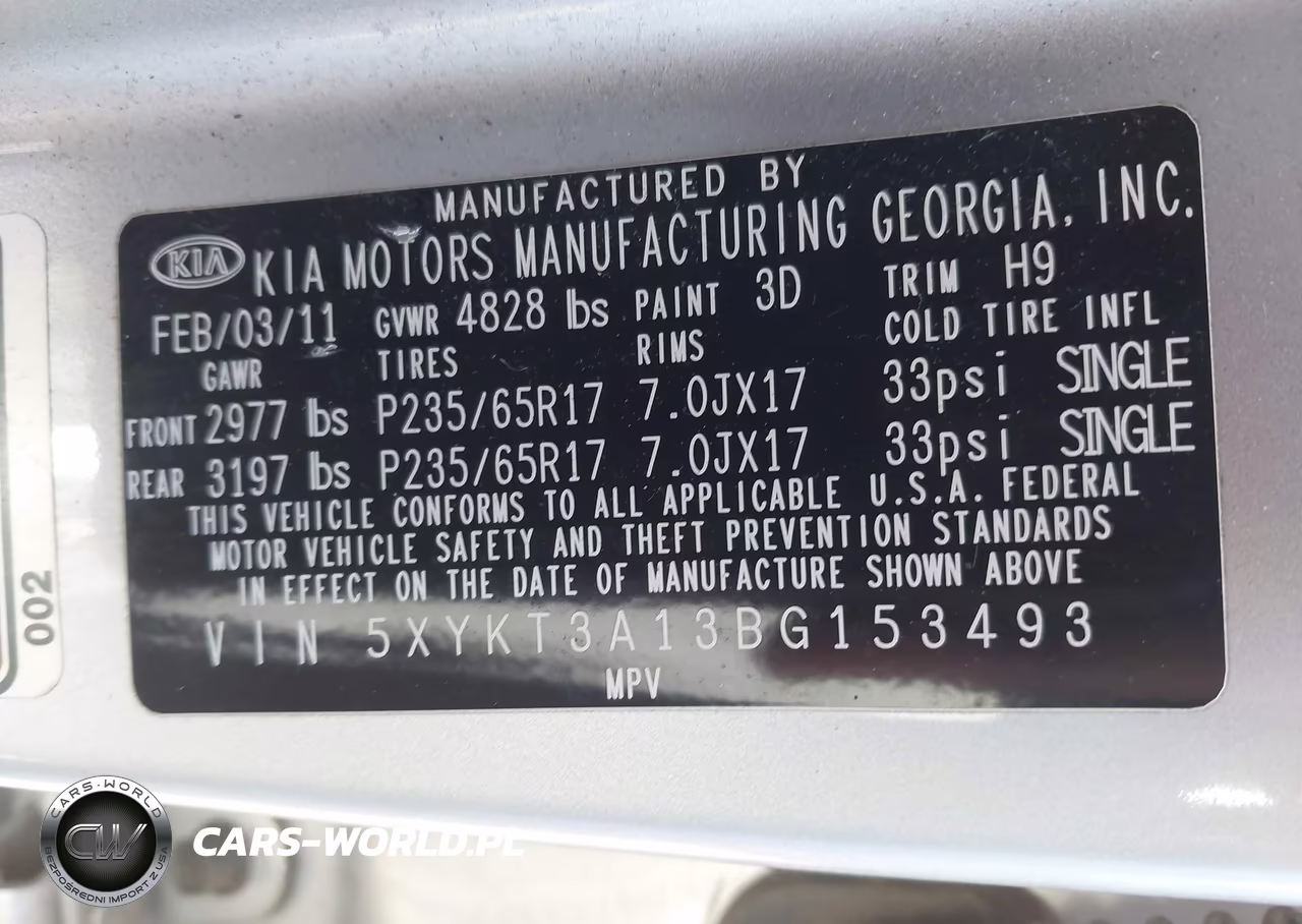 2011 Kia Sorento VIN:5XYKT3A13BG153493 - 9