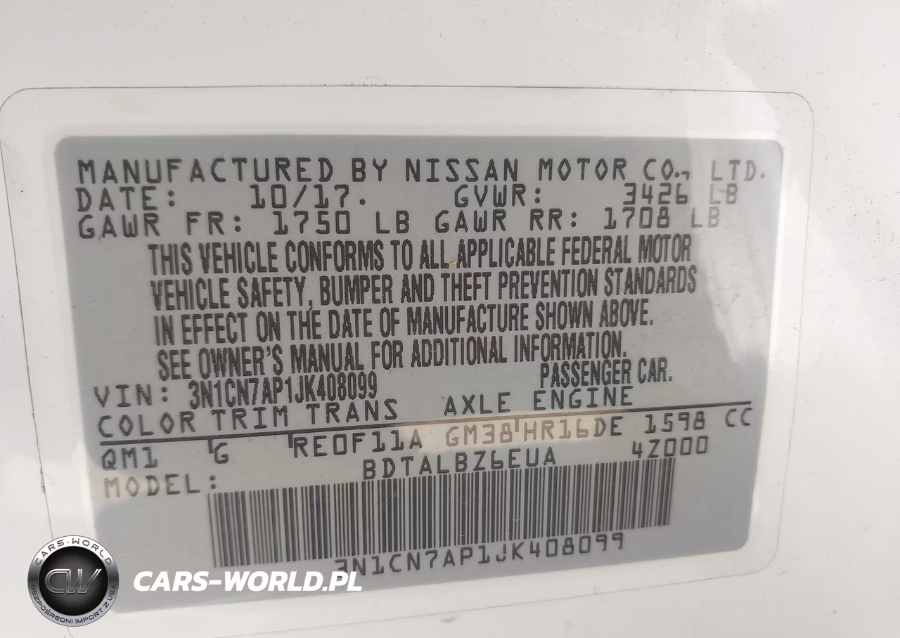 2018 Nissan Versa 1.6 Sv VIN:3N1CN7AP1JK408099 - 9