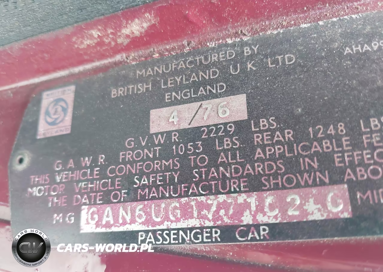 1976 Mg Midget VIN:GAN6UG177102G - 9