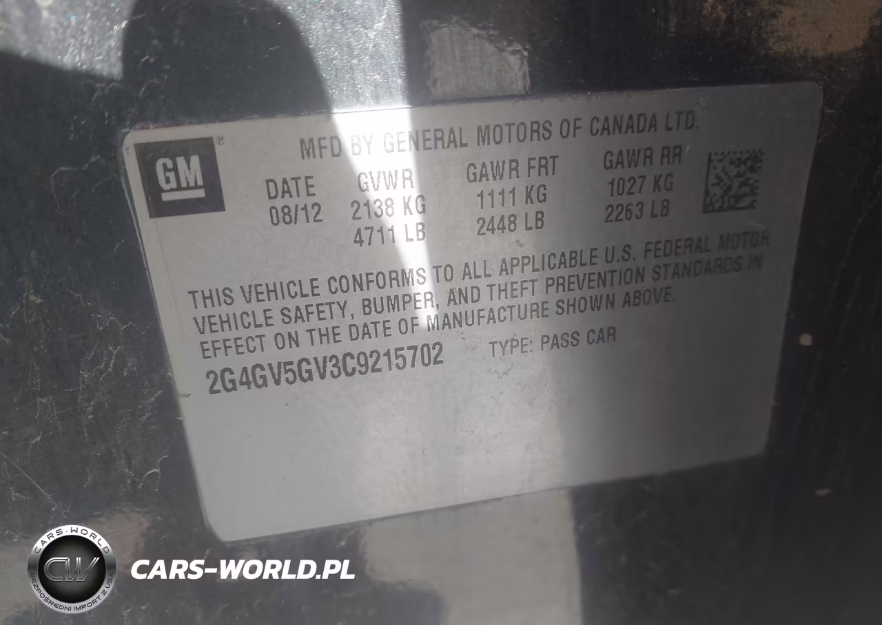 2012 Buick Regal Gs VIN:2G4GV5GV3C9215702 - 9