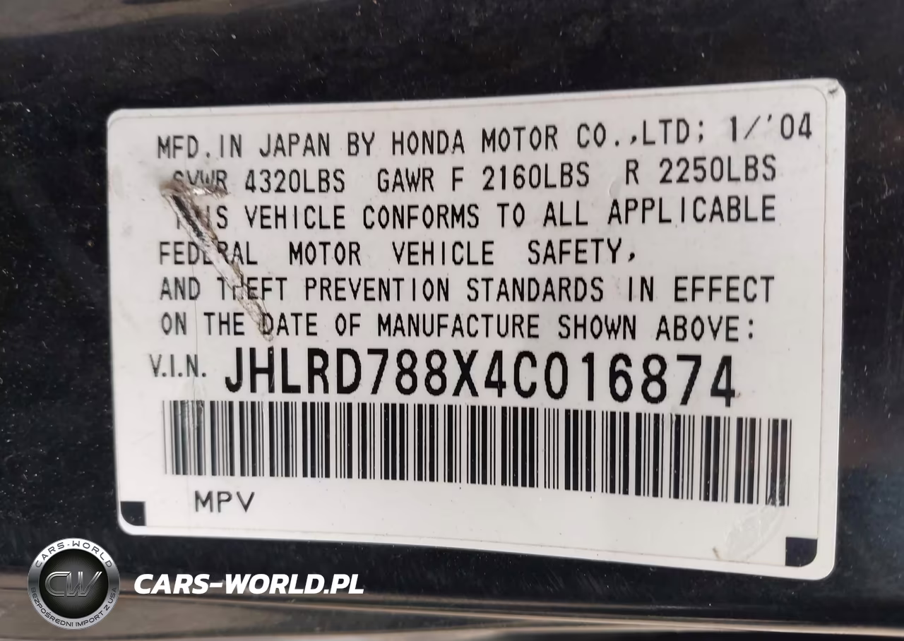 2004 Honda Cr-V Ex VIN:JHLRD788X4C016874 - 9