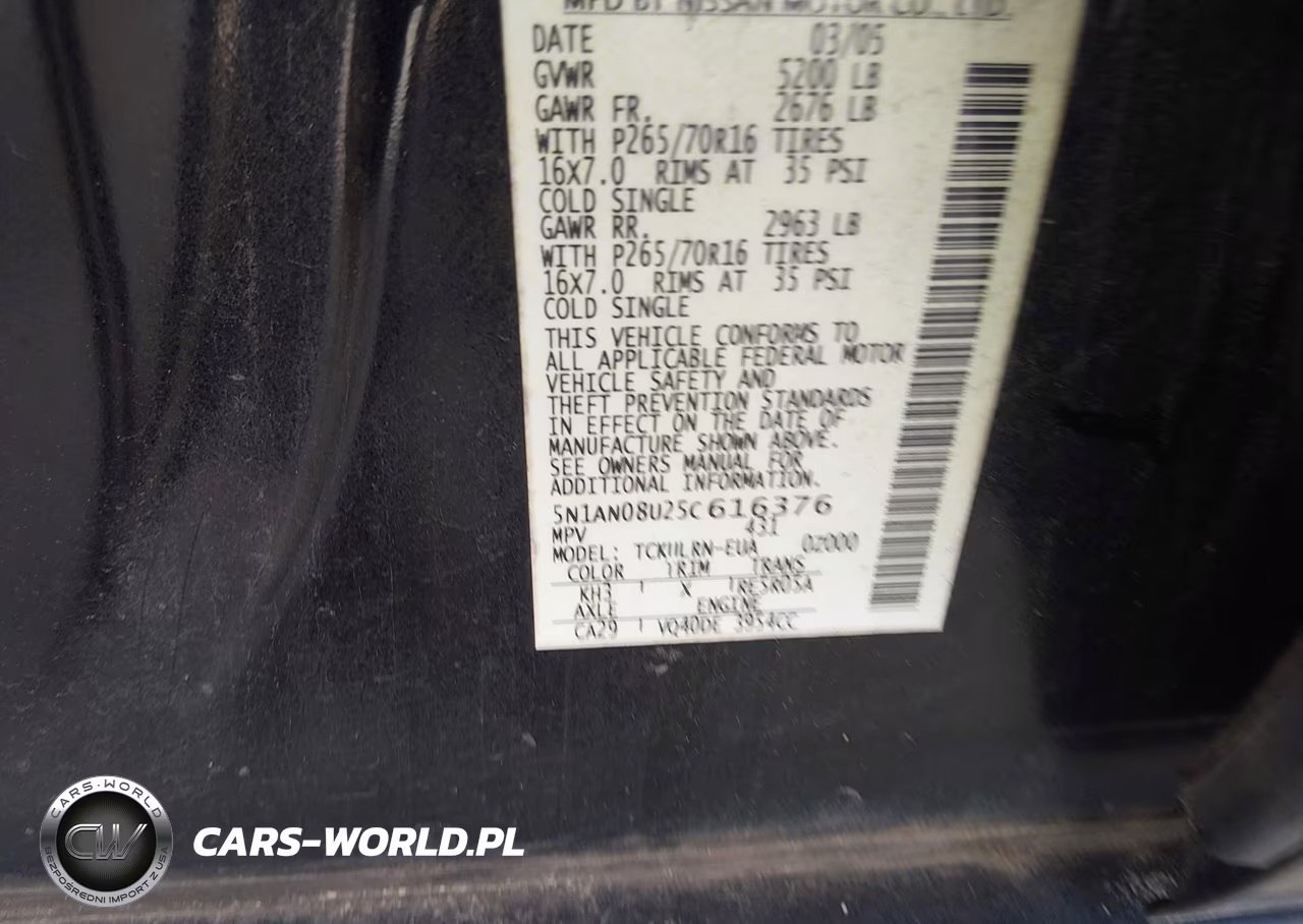 2005 Nissan Xterra S VIN:5N1AN08U25C616376 - 9