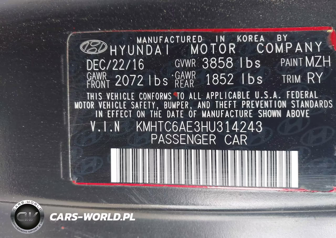 2017 Hyundai Veloster Turbo VIN:KMHTC6AE3HU314243 - 9
