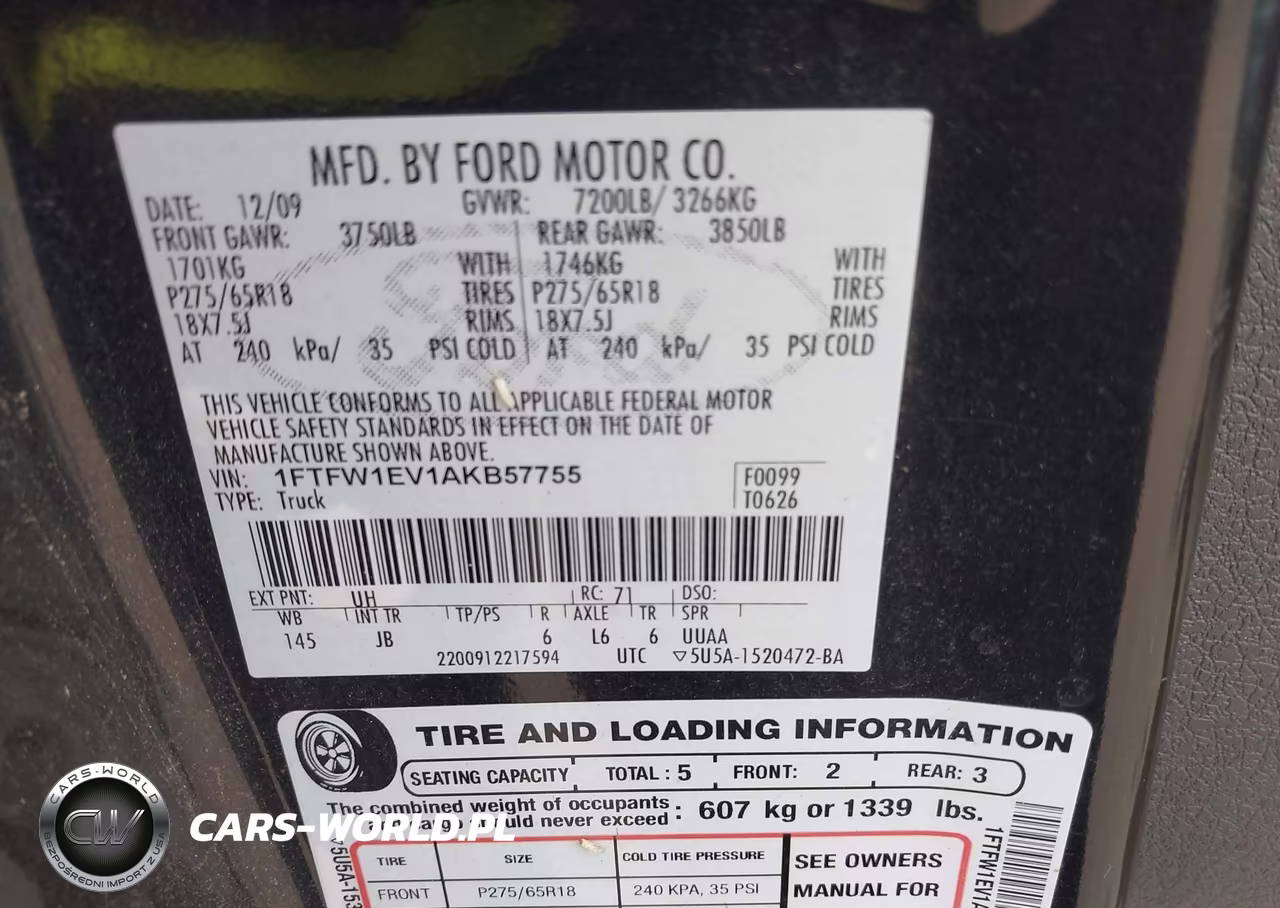 2010 Ford F-150 Fx4-Harley-Davidson-King Ranch-Lariat-Platinum-Xl-Xlt VIN:1FTFW1EV1AKB57755 - 9
