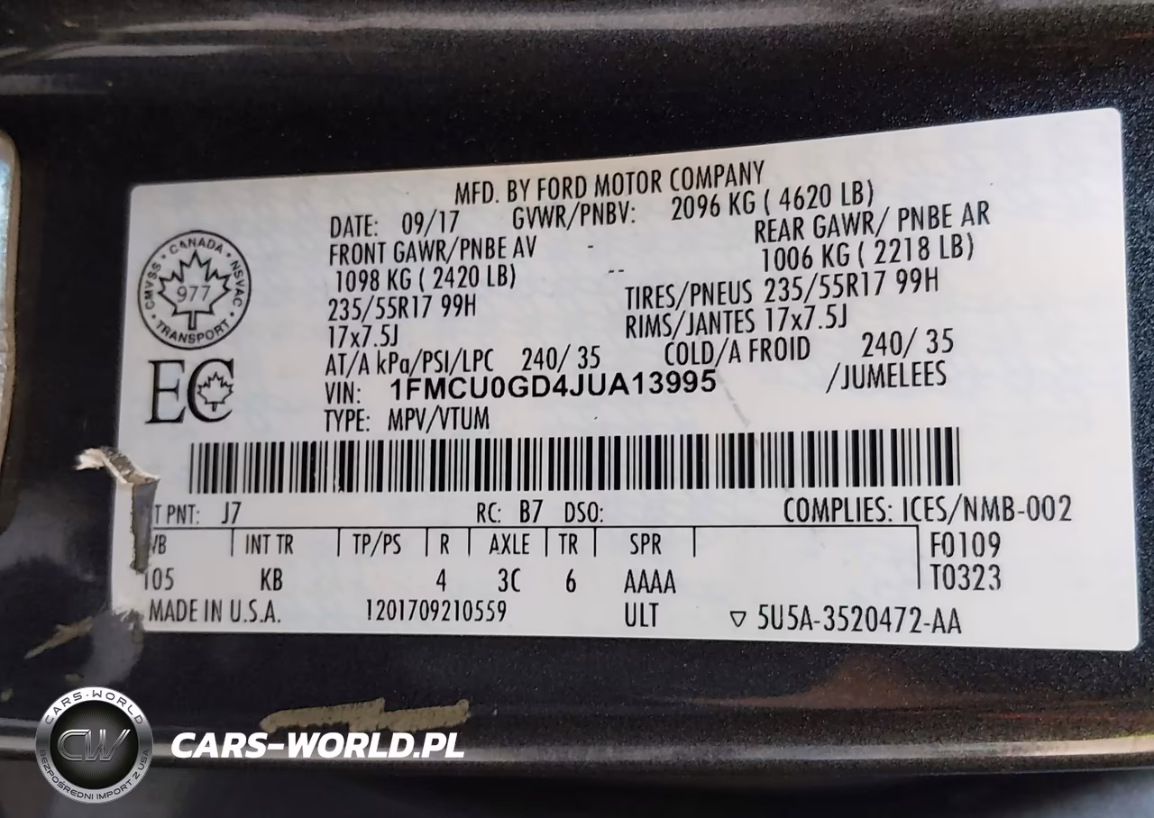 2018 Ford Escape Se VIN:1FMCU0GD4JUA13995 - 9