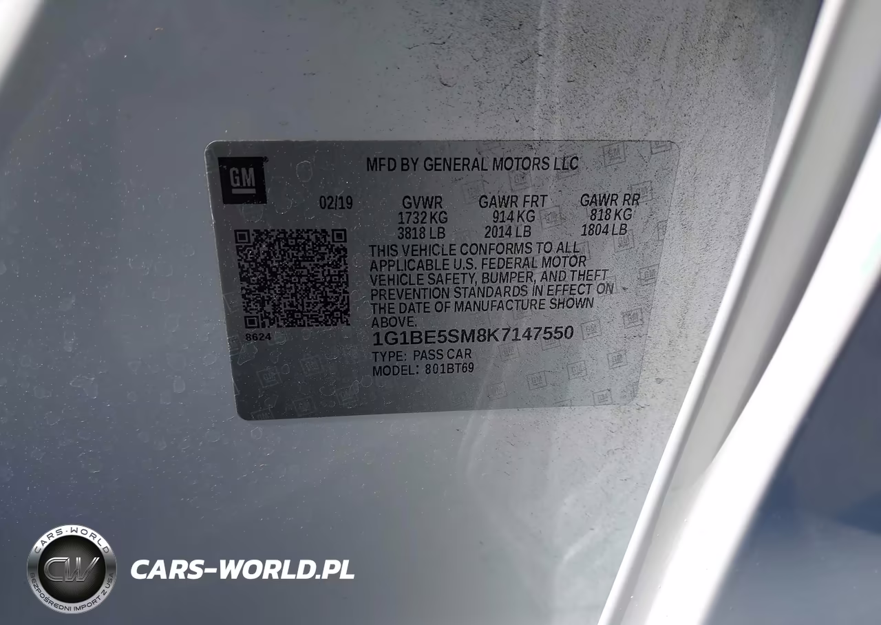 2019 Chevrolet Cruze Lt VIN:1G1BE5SM8K7147550 - 9