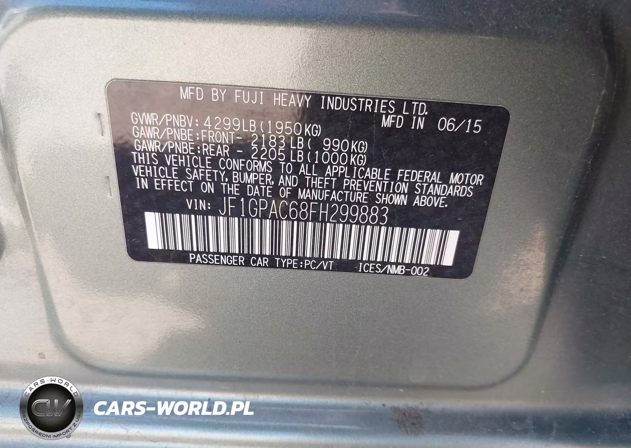 2015 Subaru Impreza 2.0I Premium VIN:JF1GPAC68FH299883 - 9