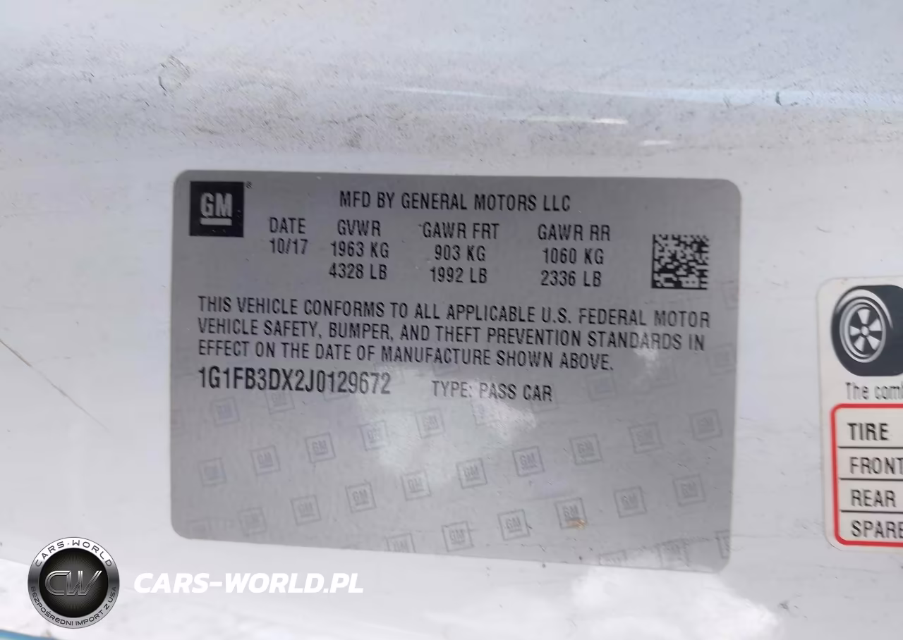 2018 Chevrolet Camaro 1Lt VIN:1G1FB3DX2J0129672 - 9