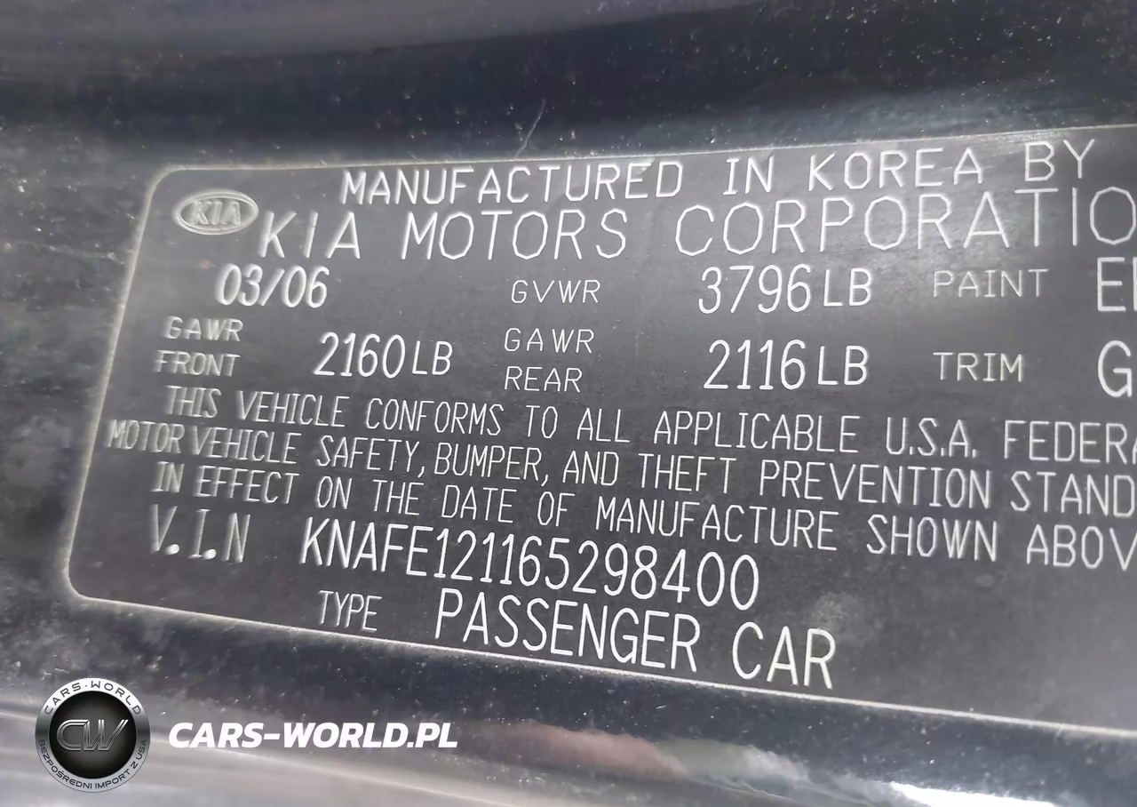 2006 Kia Spectra Ex-Lx-Sx VIN:KNAFE121165298400 - 9