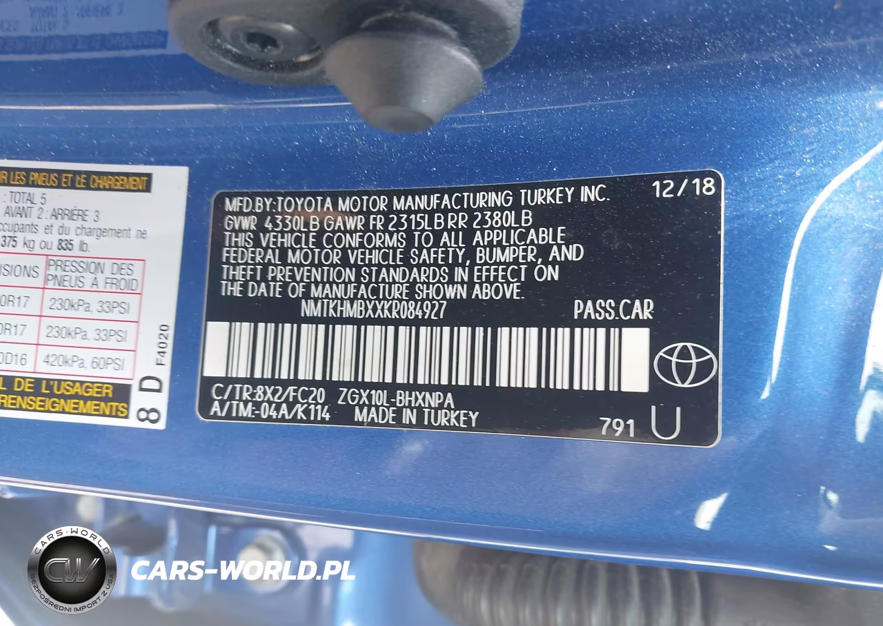 2019 Toyota C-Hr Le VIN:NMTKHMBXXKR084927 - 9