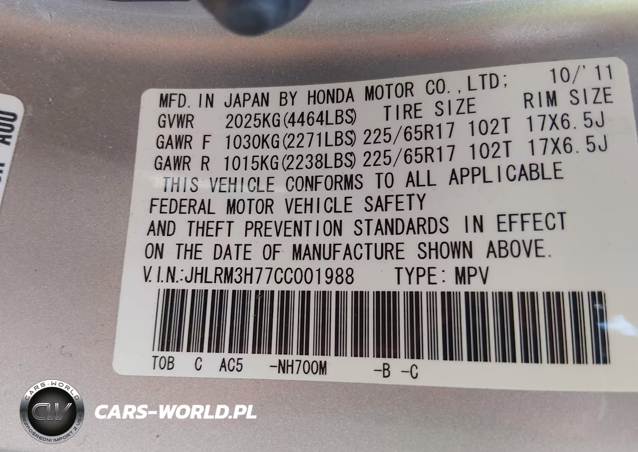 2012 Honda Cr-V Ex-L VIN:JHLRM3H77CC001988 - 9