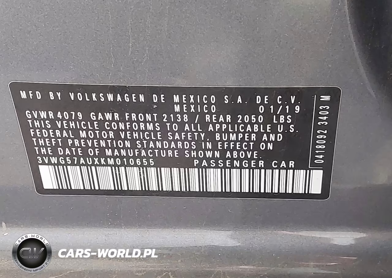 2019 Volkswagen Golf 1.4T S-1.4T Se VIN:3VWG57AUXKM010655 - 9