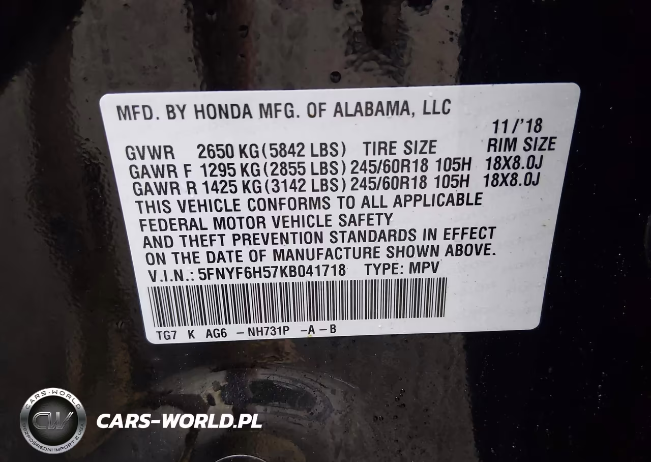 2019 Honda Pilot Ex-L VIN:5FNYF6H57KB041718 - 9