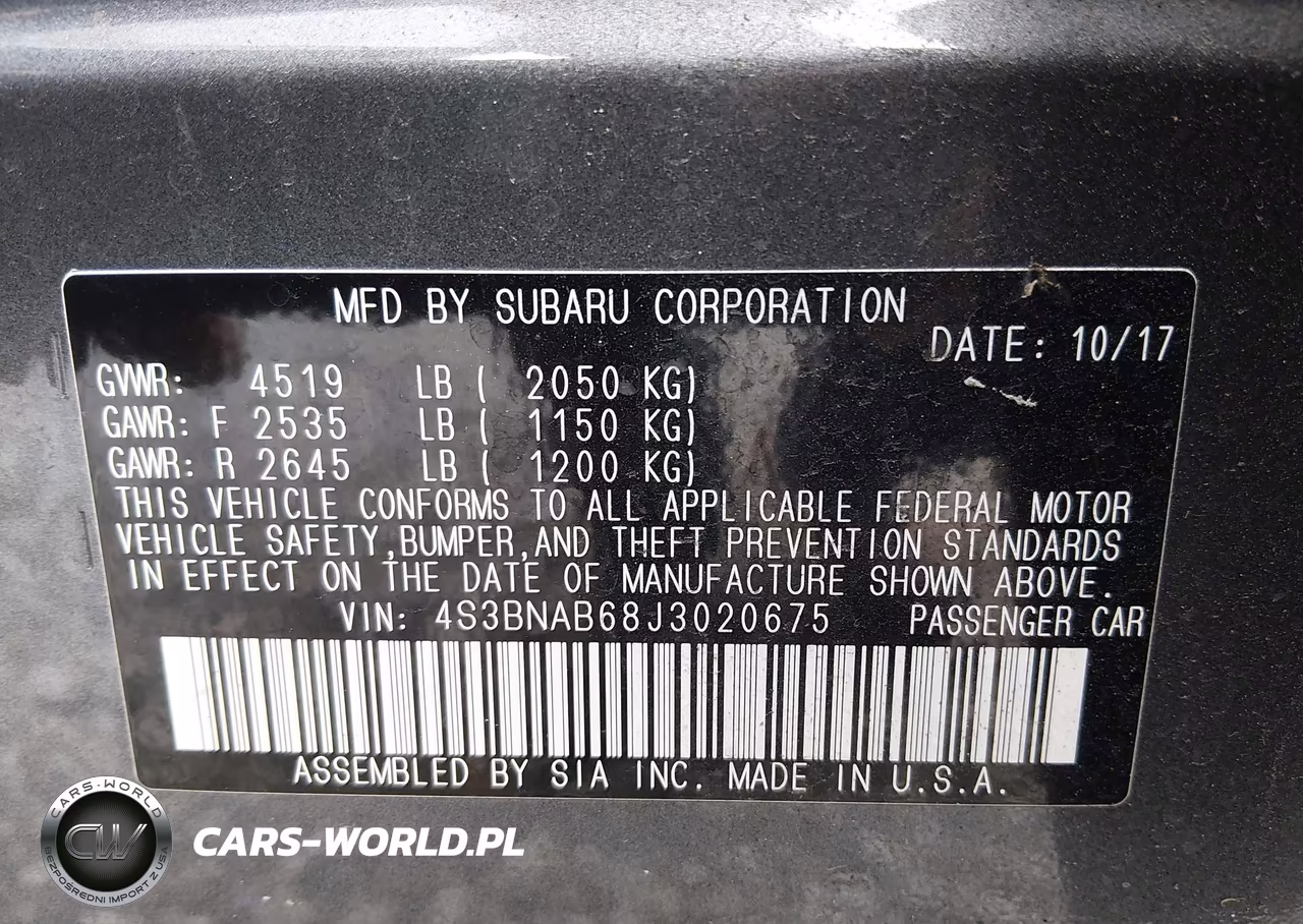 2018 Subaru Legacy 2.5I VIN:4S3BNAB68J3020675 - 9