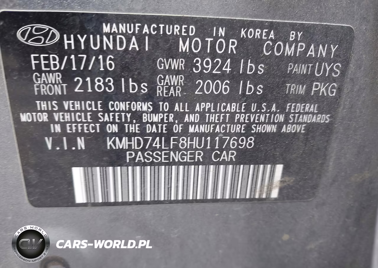 2017 Hyundai Elantra Se VIN:KMHD74LF8HU117698 - 9