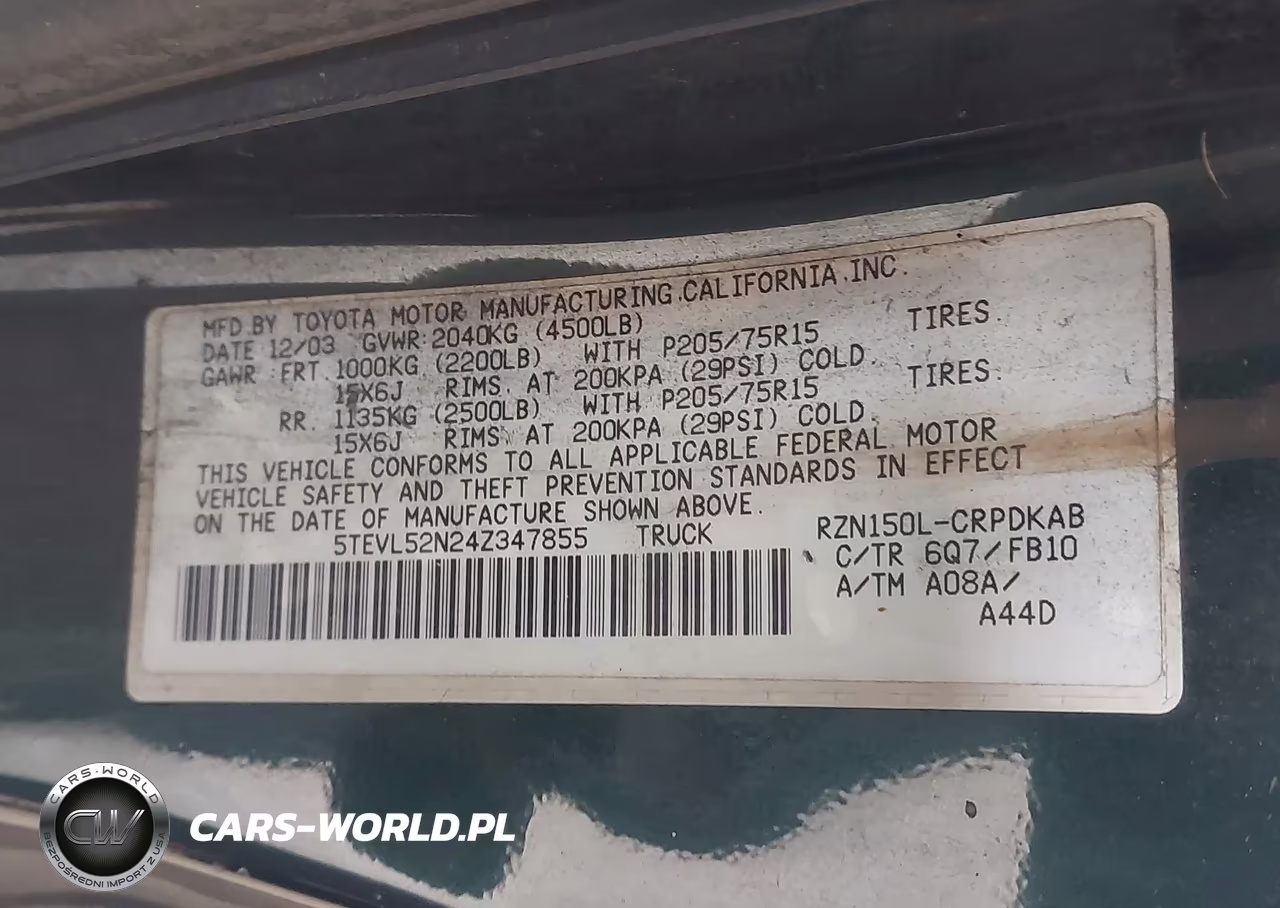 2004 Toyota Tacoma VIN:5TEVL52N24Z347855 - 9