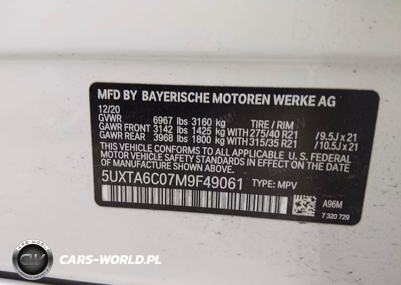 2021 BMW X5 Phev xDrive45E VIN:5UXTA6C07M9F49061 - 9