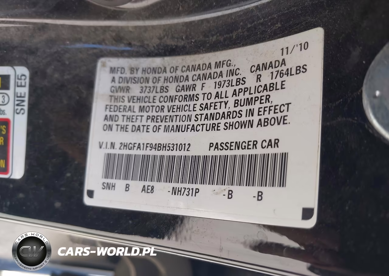 2011 Honda Civic Ex-L VIN:2HGFA1F94BH531012 - 9
