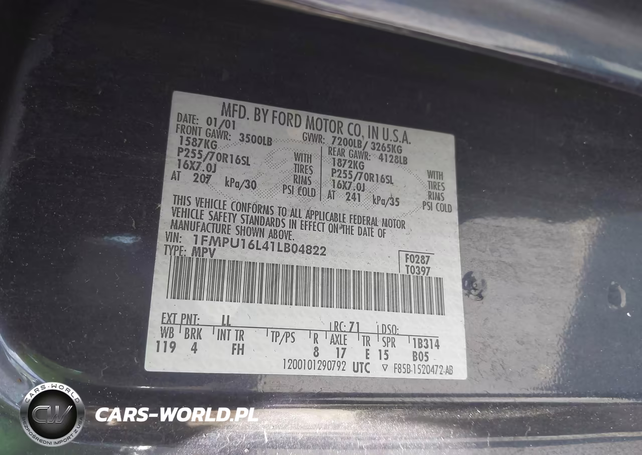 2001 Ford Expedition Xlt VIN:1FMPU16L41LB04822 - 9