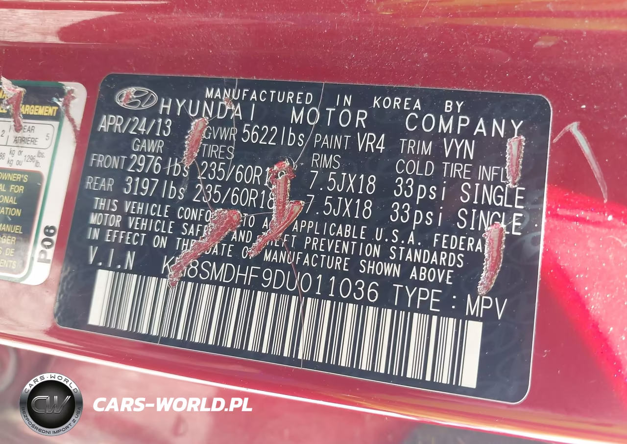 2013 Hyundai Santa Fe Gls VIN:KM8SMDHF9DU011036 - 9