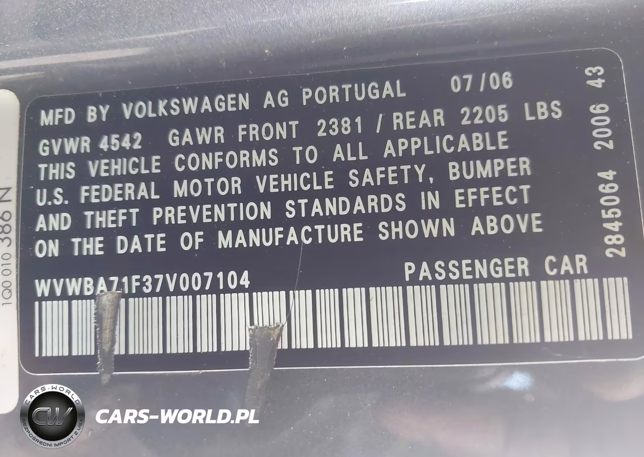 2007 Volkswagen Eos 2.0T VIN:WVWBA71F37V007104 - 9