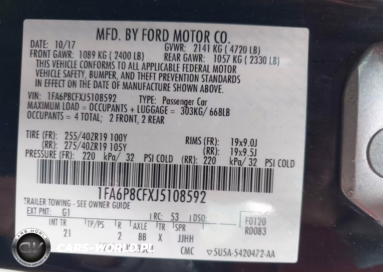 2018 Ford Mustang Gt VIN:1FA6P8CFXJ5108592 - 9