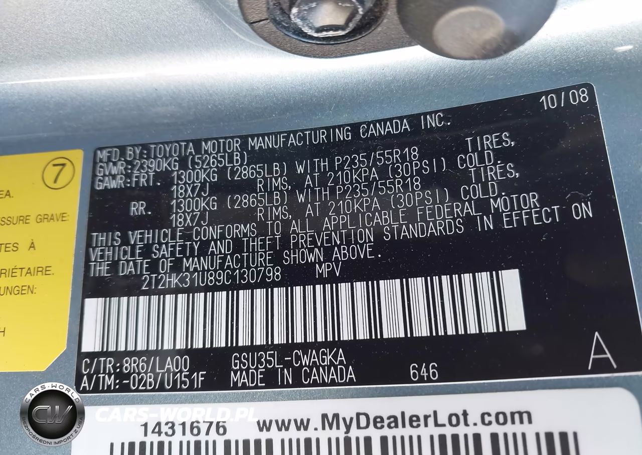 2009 Lexus Rx 350 VIN:2T2HK31U89C130798 - 9