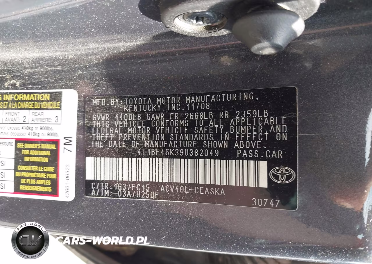 2009 Toyota Camry Se VIN:4T1BE46K39U382049 - 9