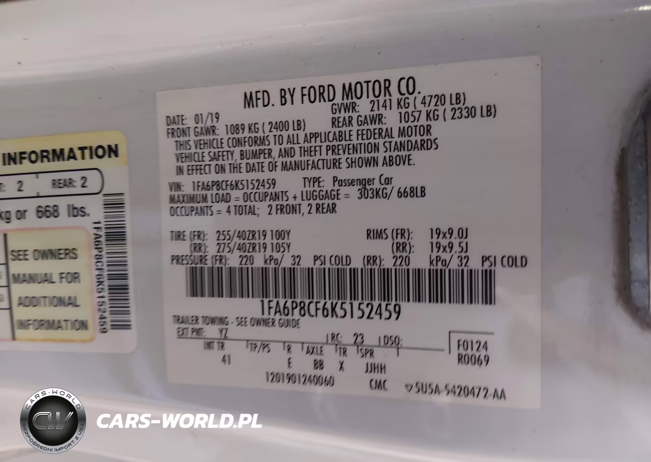 2019 Ford Mustang Gt Premium VIN:1FA6P8CF6K5152459 - 9